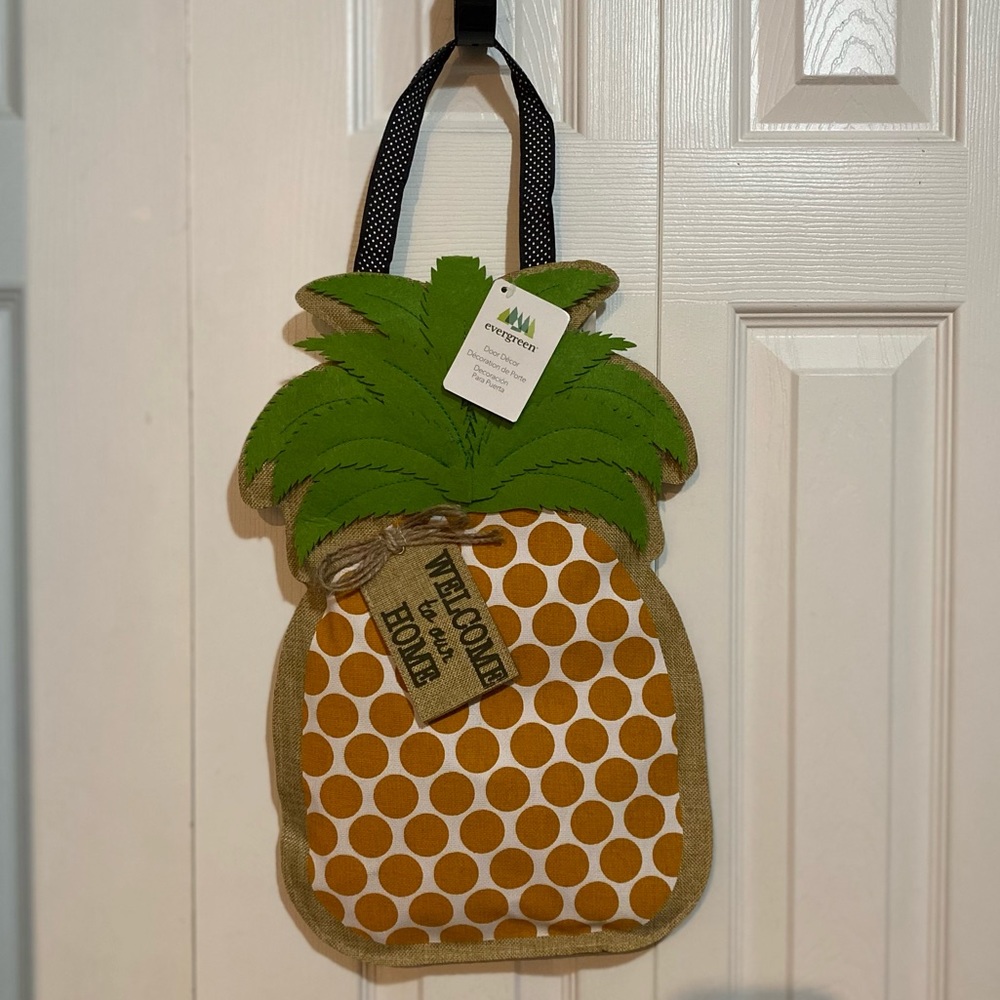 Pineapple Door Decor By Evergreen, Farmhouse Welcome To Our Home Burlap Decor